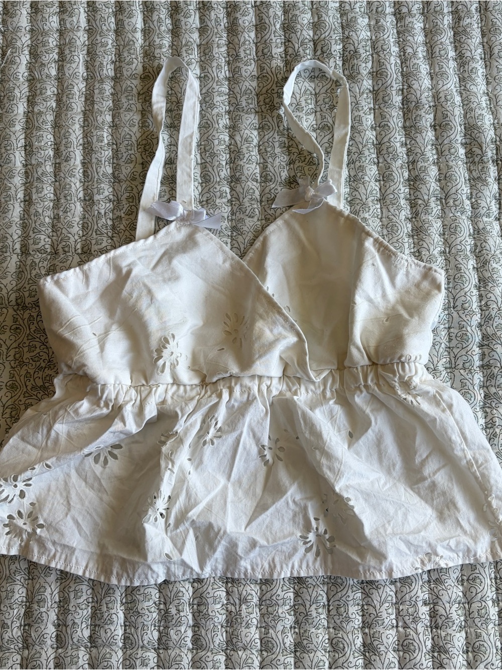 White Eyelet Peplum Cami Top - Women